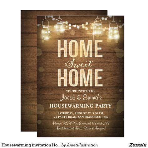 Housewarming Invitation Home Sweet Home Rustic House