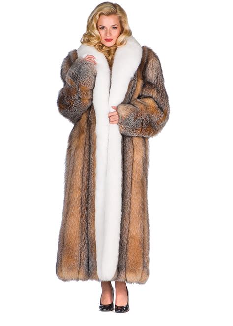 Crystal Fox Coat White Fox Trim Madison Avenue Mall Furs