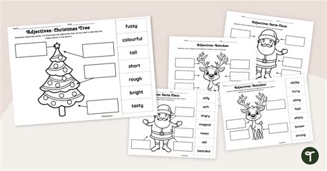 Holiday Adjective Worksheet Pack Teach Starter Worksheets Library