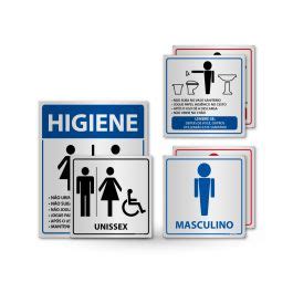 Kit Placas Banheiro Masculino E Feminino E Unissex Aviso Higiene Em