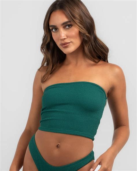 Shop Billabong Summer High Bandeau Tank Bikini Top In Jewel Green Fast Shipping And Easy Returns