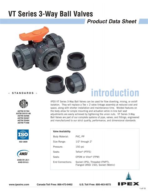 Ipex Vt Series Way Ball Valves Bay Port Valve Fitting