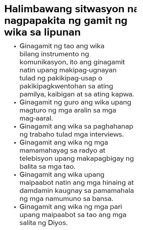 Mga Sitwasyon Na Nagpapakita Ng Gamit Ng Wika Sa Lipunan Docx Hot Sex