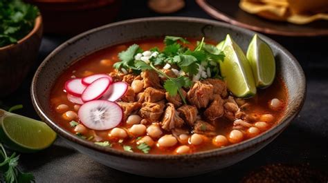 Premium Photo Traditional Mexican Pozole Soup With Pork And Hominy