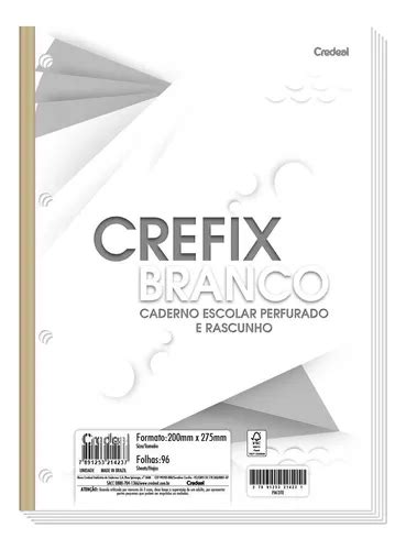 Refil Fichario Universitario 96 Folhas Branco Fix Credeal MercadoLivre