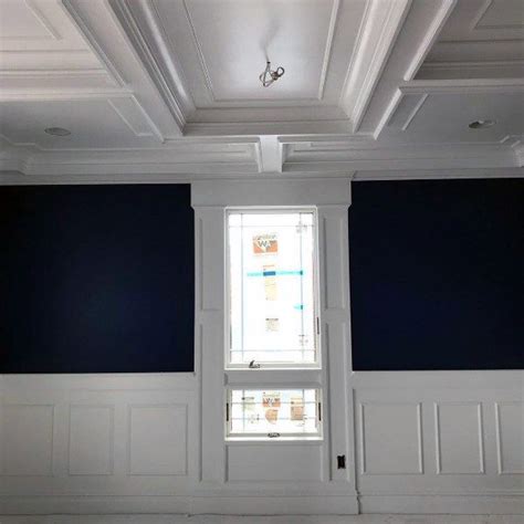 Chair Rail Molding With Coffered Ceiling Dining Room Ideas Wainscoting