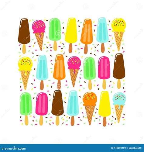 Fondo Lindo De La Colecci N Del Helado En Los Colores Sabrosos Vivos