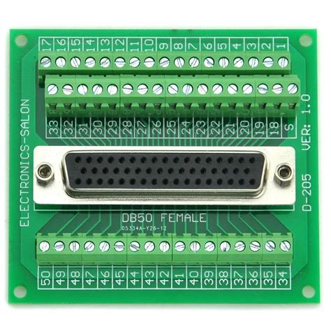 D SUB DB50 Female Header Breakout Board Terminal Block Connector In