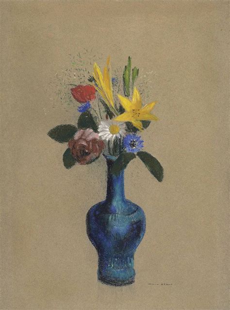 Odilon Redon 1840 1916 Bouquet De Fleurs Dans Un Vase Bleu Signed