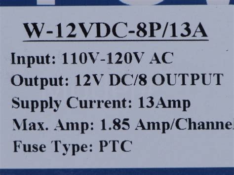 Channels Vdc Regulated Distributed Auto Reset Fused Wall Mount