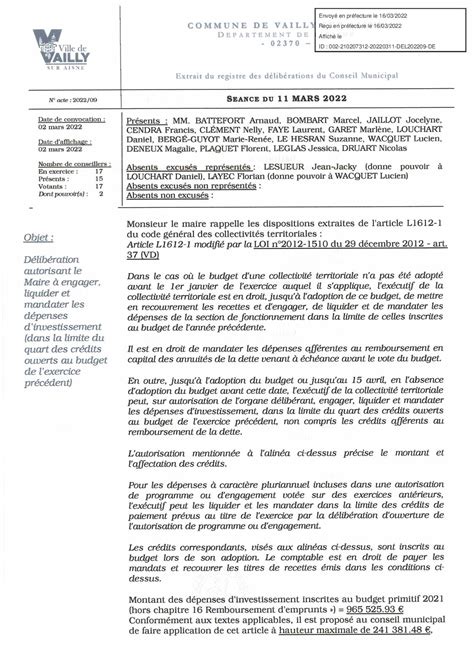 Calaméo Délibération du conseil municipal mars 2022