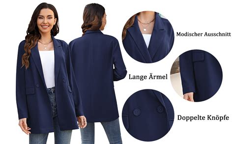 Clearlove Blazer Damen Elegant Einfarbig Slim Fit Anzüge Langarm