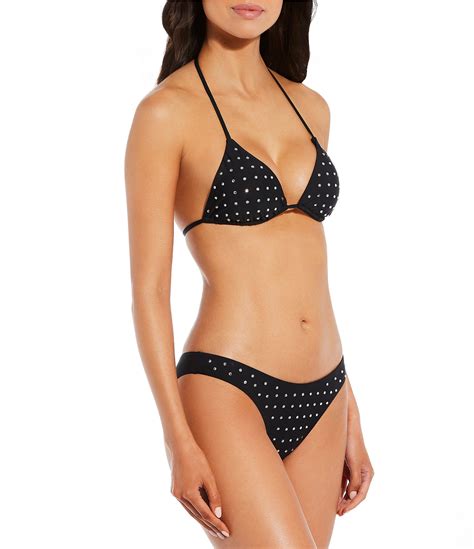 Gianni Bini Glitz Gem Embellished Triangle Bralette Swim Top And V Scoop Front Swim Bottom Dillard S