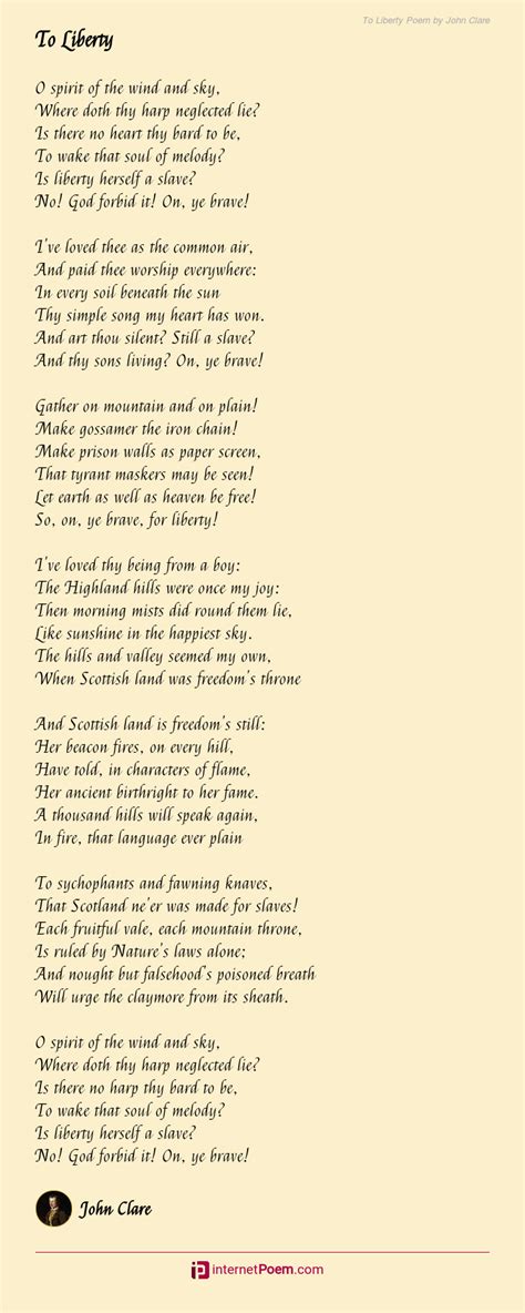 To Liberty Poem By John Clare