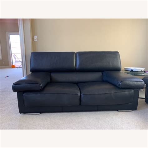 Roche Bobois 2 Seater Black Leather Sofa AptDeco