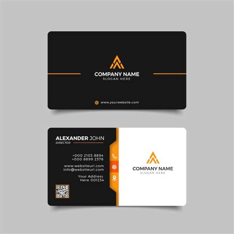 Premium Vector Modern Business Card Black And Orange Elegant Professional