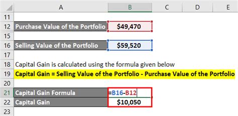 Capital Gain Formula | Calculator (Examples with Excel Template)