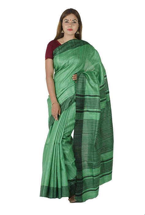 Pure Tussar Ghicha Silk Saree In Black Border Lengt 5 5m At Rs 2500