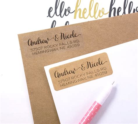 Custom Address Stamp Or Labels With Modern Calligraphy And Print