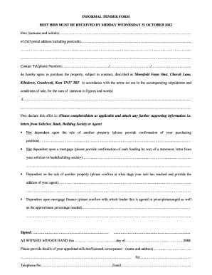 Tender Form Fill Online Printable Fillable Blank Pdffiller