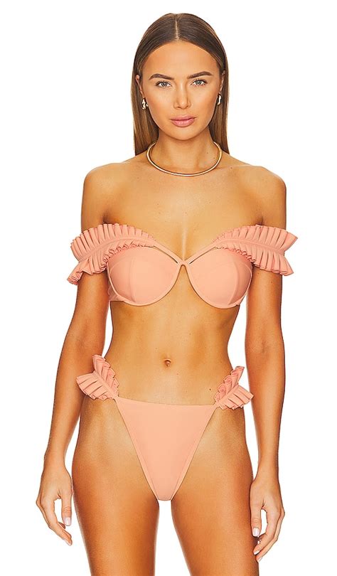 Andrea Iyamah Mulan Bikini Top In Peach Revolve