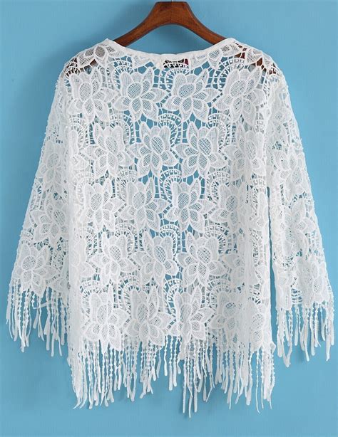 Lace Crochet With Tassel Topfor Women Romwe