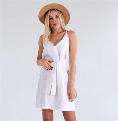 White Linen Dress Sleeveless Linen Dress Pure Linen Dress Etsy