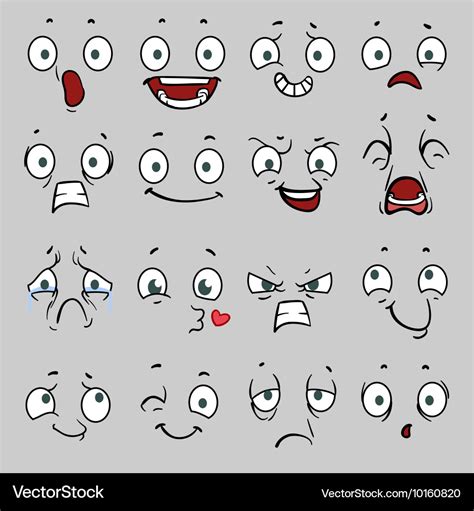 Comic cartoon faces with different emotions Vector Image