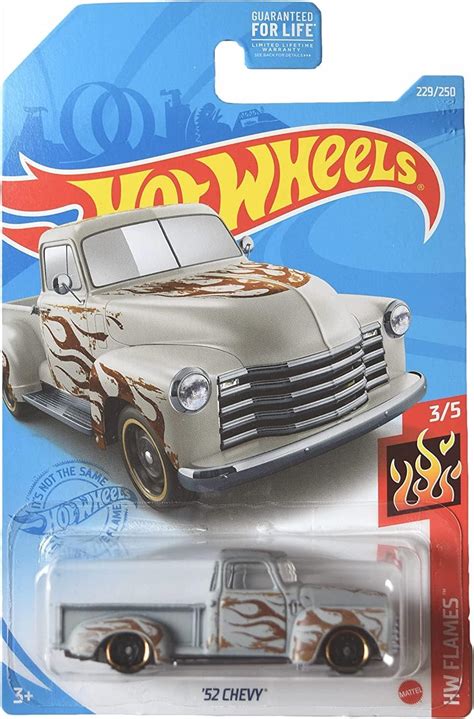 Amazon Hot Wheels 52 Chevy Gray 229 250 Flames 3 5 Toys Games