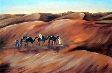 Painted Canvas: Caravan and Desert Dunes