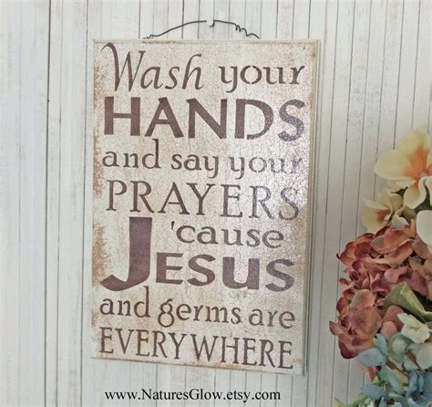 Wash Your Hands And Say Your Prayers Bathroom Sign Jesus And