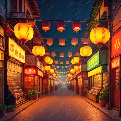 Premium AI Image | cartoon illustration of chinatown