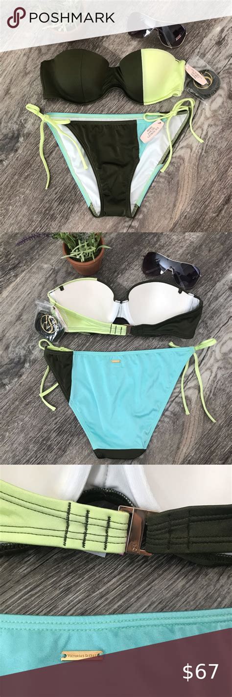 Victorias Secret Swim Colorblock Bikini 34c M In 2020 Bikinis Color