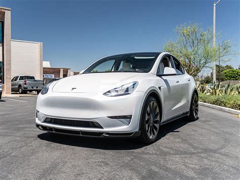 Tesla Model Y Dtm Dry Carbon Fiber Front Lip Spoiler