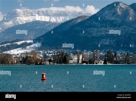 Lac d'Annecy in winter Annecy Haute Savoie Rhone-Alpes France Stock ...