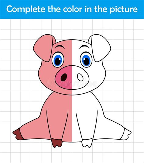 Funny Pig Sitting. Complete the Picture Children Drawing Game Stock ...