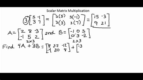 Scalar Multiplication Of Matrices Worksheets