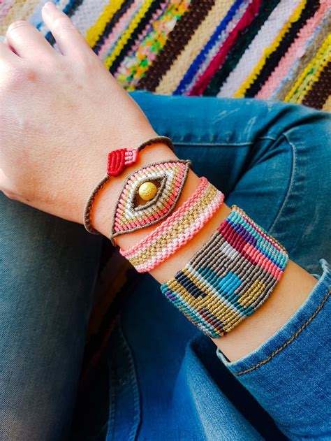 Rainbow Patchwork Macrame Braceletmacrame - Etsy | Macrame bracelets ...