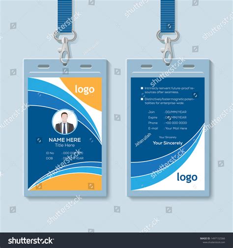 Creative Id Card Template Abstract Blue Vetor Stock Livre De Direitos