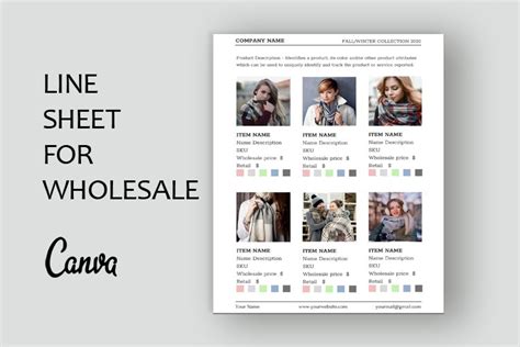 wholesale template line sheet template linesheet canva wholesale ...