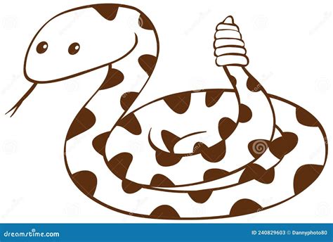 Snake In Doodle Simple Style On White Background Stock Vector