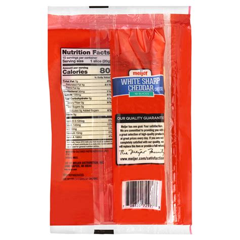 Meijer Sliced Sharp White Cheddar Cheese, 7 oz Sliced Cheese | Meijer ...