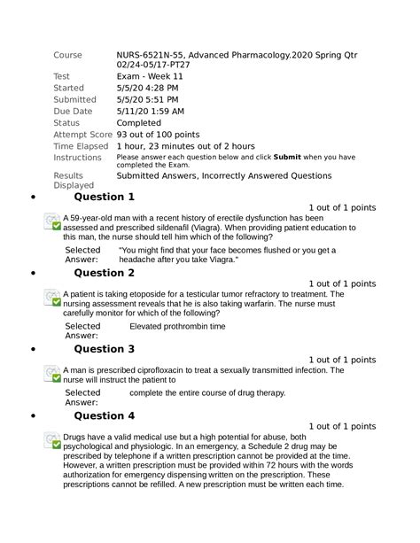 WALDEN UNIVERSITY NURS 6521N 55 Advanced Pharmacology 2020 FINAL EXAM