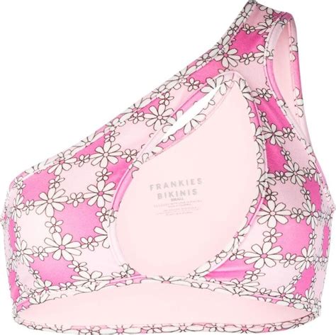 Frankie S Bikinis Daisy Print Asymmetric Bikini Top ShopStyle Two Piece Swimsuits