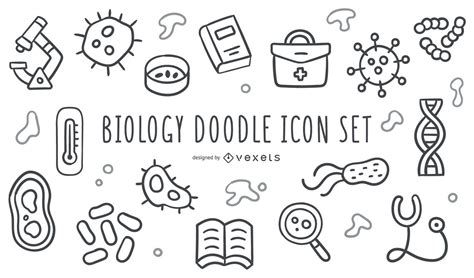 Biology Doodle Icon Set Vector Download