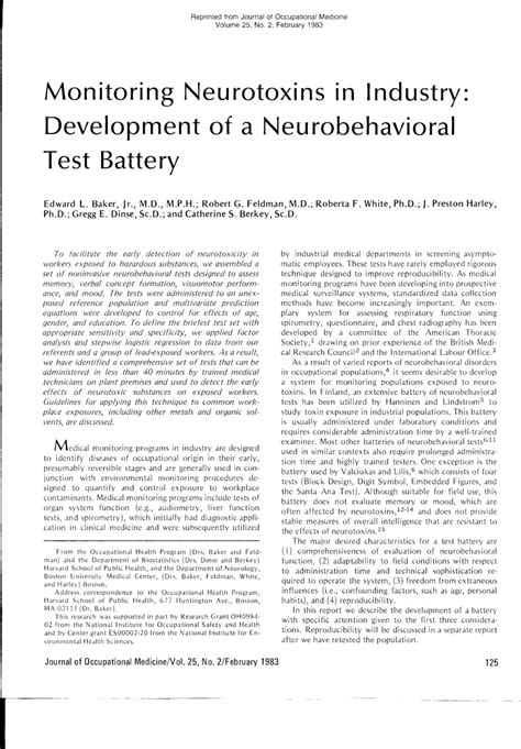 Pdf Monitoring Neurotoxins In Industry Development Of A