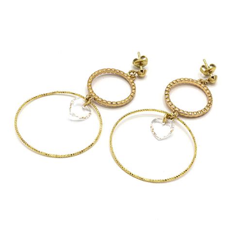 Jorgina Boucles D Oreilles Double Cercle Or Coeur Cristal