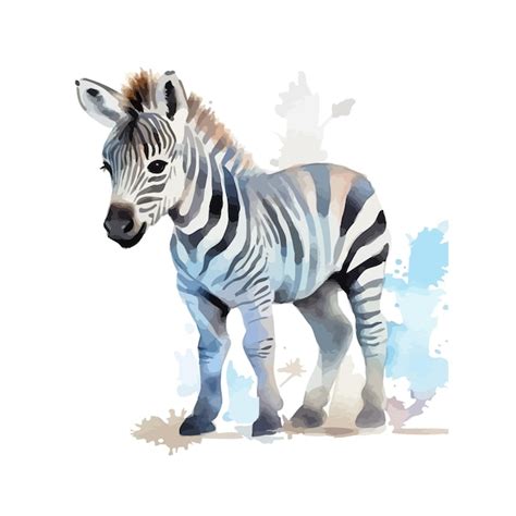 Desenho Em Aquarela De Uma Zebra Fofa Em Um Prado Florido Vetor Premium