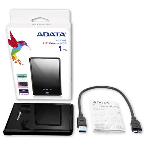 1TB AData HV620S USB3 1 Slim 11 5mm Portable Hard Drive Black