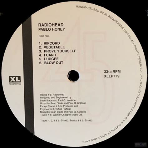 Radiohead Pablo Honey Lp Album Bakelit Vinyl Shop